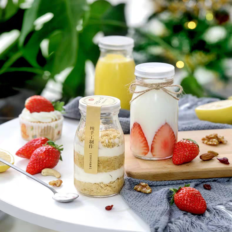 Unbreakable vintage 200ml 250ml 500ml clear glass milk bottles for sale