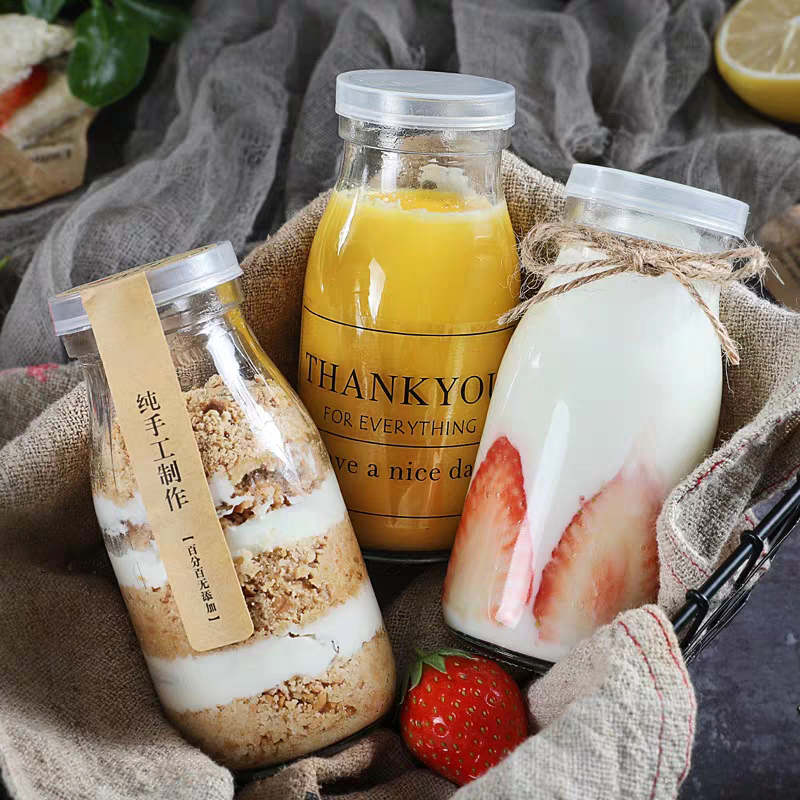 Unbreakable vintage 200ml 250ml 500ml clear glass milk bottles for sale