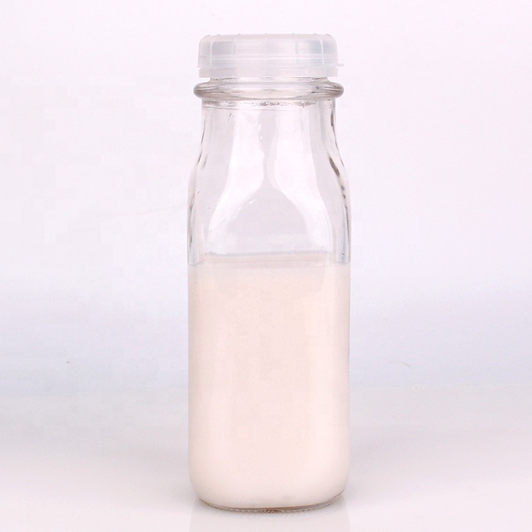 Unique 13oz square empty milk glass bottle with plastic lid