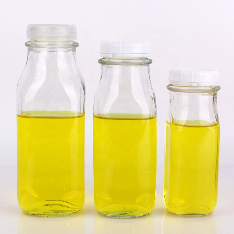 Unique 13oz square empty milk glass bottle with plastic lid