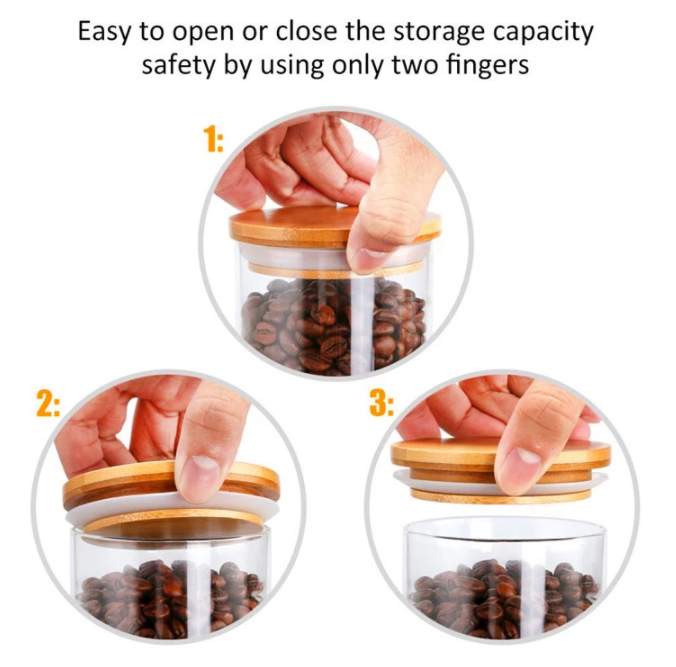 Unique 16oz 60ml Clear Glass Jars 500ml Packaging 300ml Candy Big 8 oz Food Storage Bamboo Lid Glass Jar with Lid