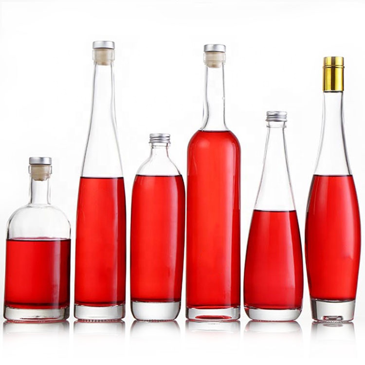 Unique 200ml 500ml clear empty glass bottles with stopper for vodka
