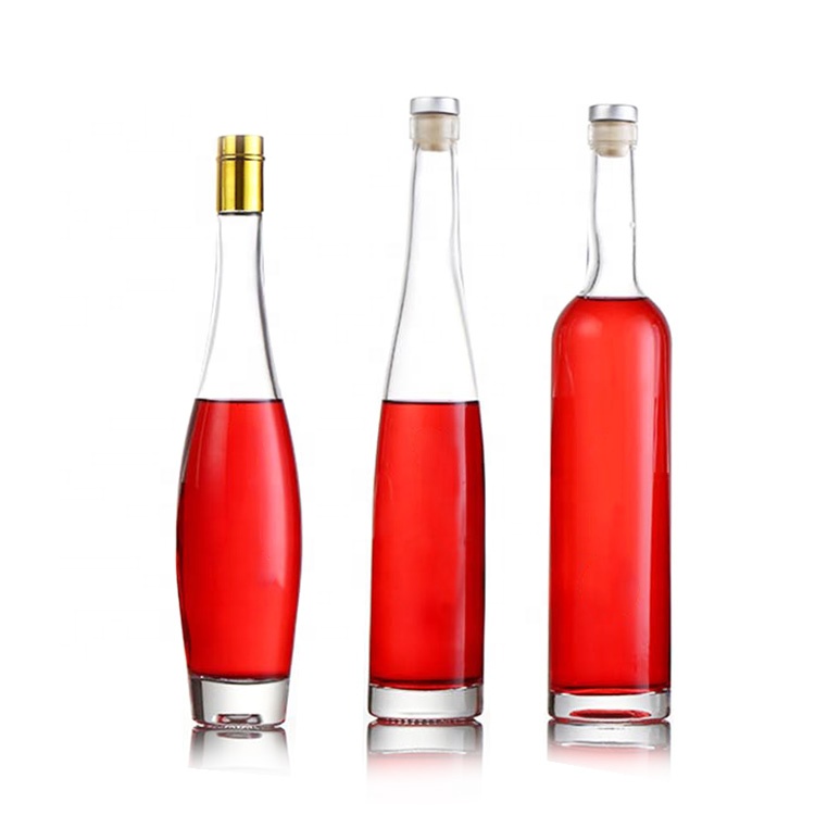 Unique 200ml 500ml clear empty glass bottles with stopper for vodka
