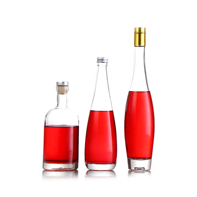 Unique 200ml 500ml clear empty glass bottles with stopper for vodka
