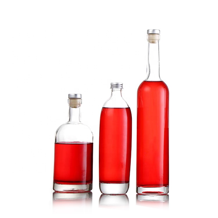 Unique 200ml 500ml clear empty glass bottles with stopper for vodka
