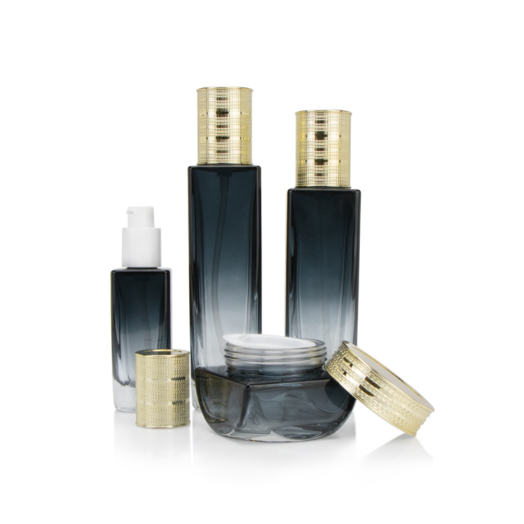 Unique 60g 2oz empty private label thick wall night and day cream container glass square black cosmetic jars and lids
