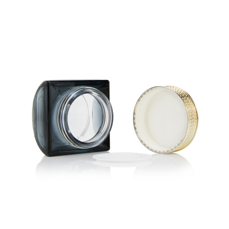 Unique 60g 2oz empty private label thick wall night and day cream container glass square black cosmetic jars and lids