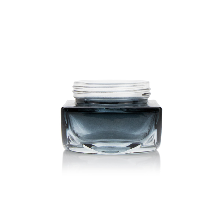 Unique 60g 2oz empty private label thick wall night and day cream container glass square black cosmetic jars and lids