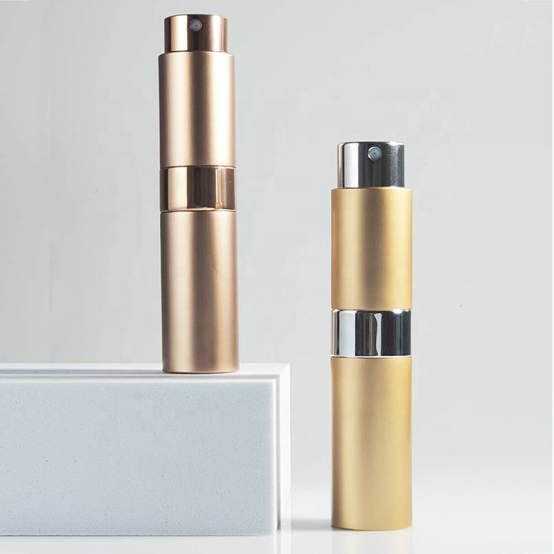 Unique 8ml 10ml 15ml 20ml Metal Round Black Pocket Travel Refillable Alcohol Perfume Spray Bottle