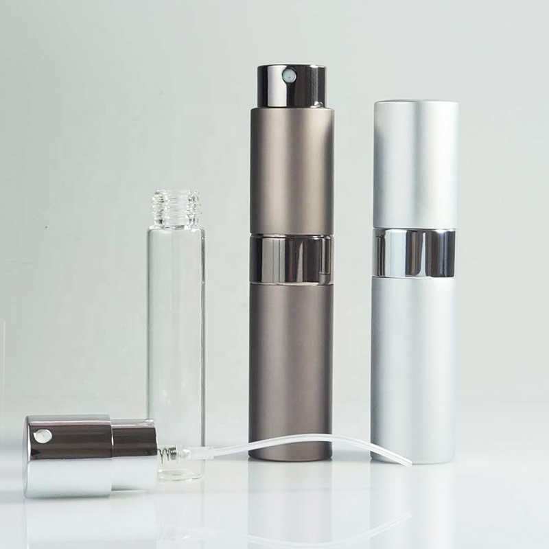 Unique 8ml 10ml 15ml 20ml Metal Round Black Pocket Travel Refillable Alcohol Perfume Spray Bottle