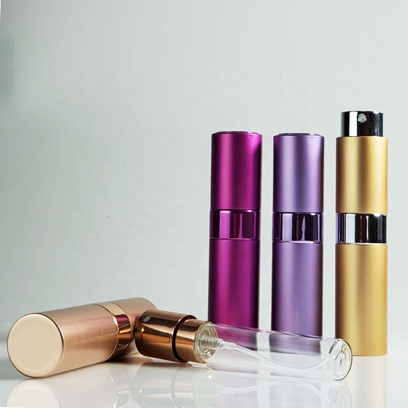 Unique 8ml 10ml 15ml 20ml Metal Round Black Pocket Travel Refillable Alcohol Perfume Spray Bottle