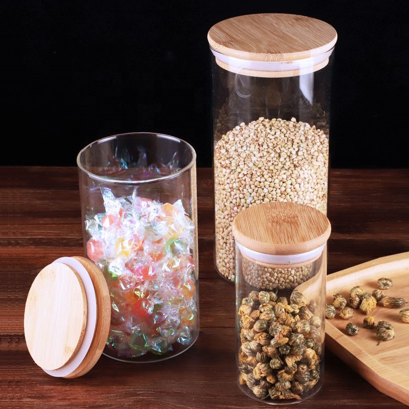 Unique Airtight Storage Spice Airtight Kitchen Tube Clear Cork Cookie Coffee Fancy Glass Jar Food Grade