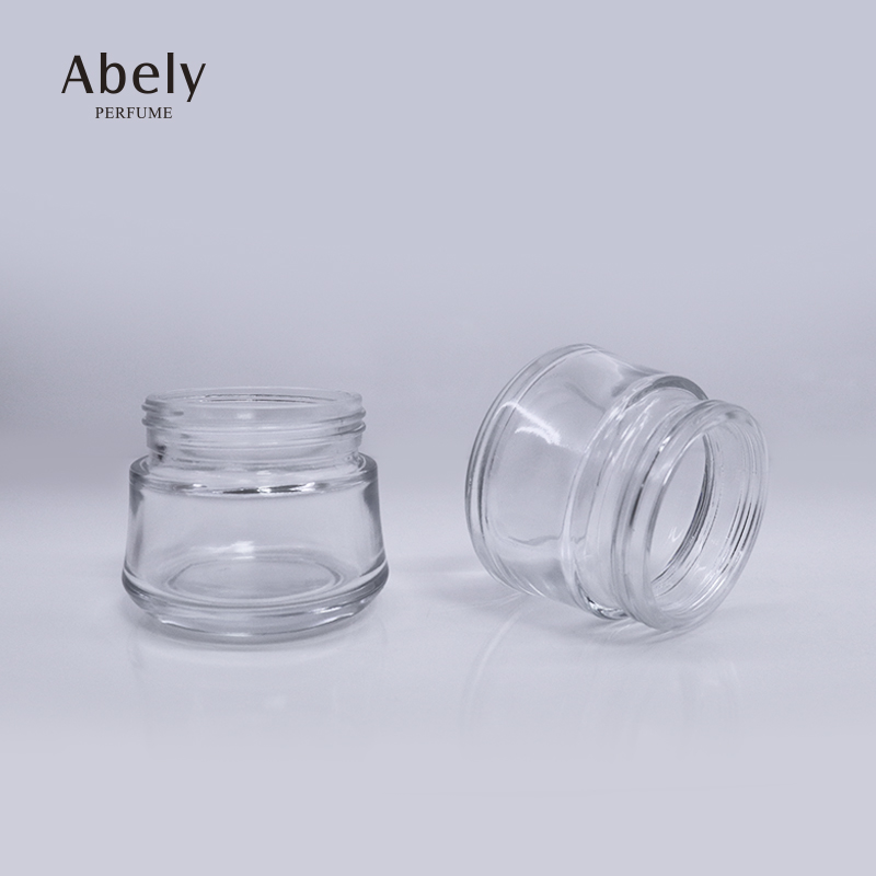 Unique Clear Glass Cosmetics Jar With Golden Aluminum Cap Empty Bakhoor Jar