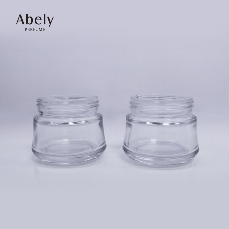Unique Clear Glass Cosmetics Jar With Golden Aluminum Cap Empty Bakhoor Jar