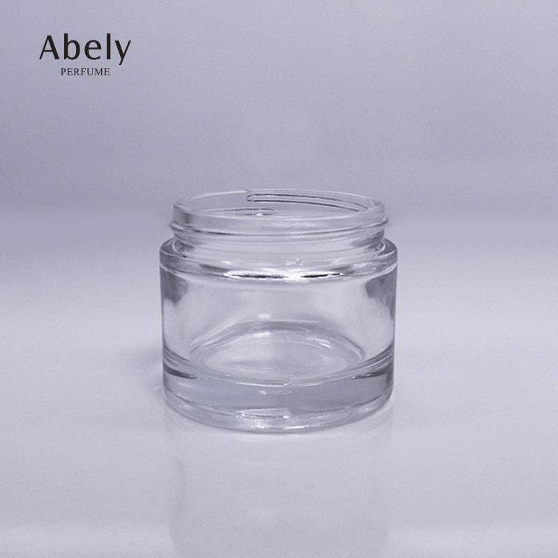 Unique Clear Glass Cosmetics Jar With Golden Aluminum Cap Empty Bakhoor Jar