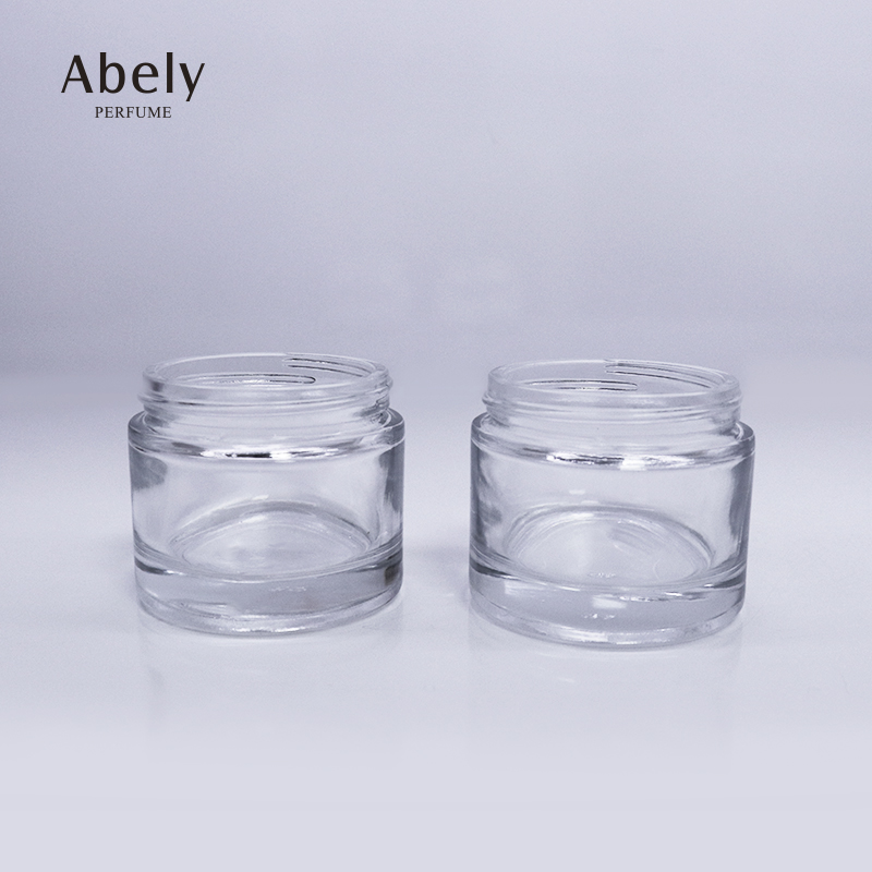 Unique Clear Glass Cosmetics Jar With Golden Aluminum Cap Empty Bakhoor Jar