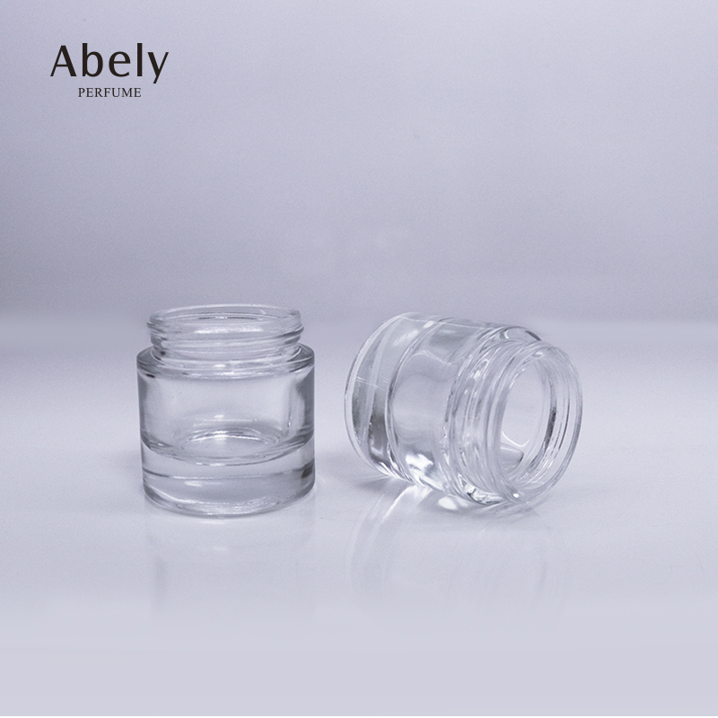 Unique Clear Glass Cosmetics Jar With Golden Aluminum Cap Empty Bakhoor Jar
