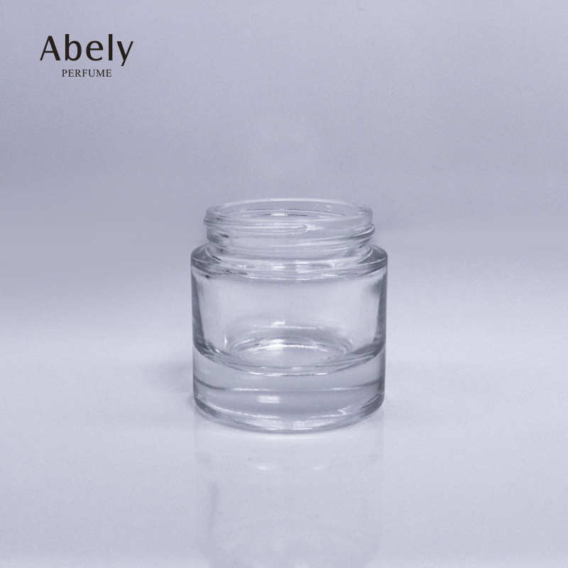 Unique Clear Glass Cosmetics Jar With Golden Aluminum Cap Empty Bakhoor Jar