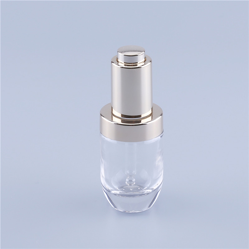 Unique Clear Perfume Serum Round 1 oz 30 ml Transparent Glass Dropper Bottle for Essential Oil In Stock