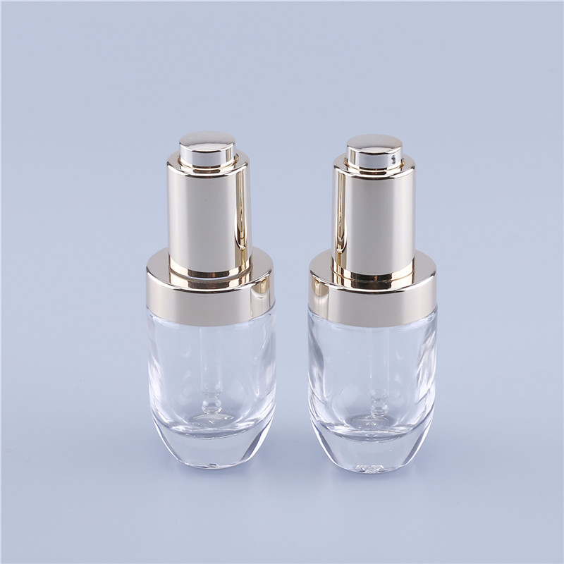 Unique Clear Perfume Serum Round 1 oz 30 ml Transparent Glass Dropper Bottle for Essential Oil In Stock