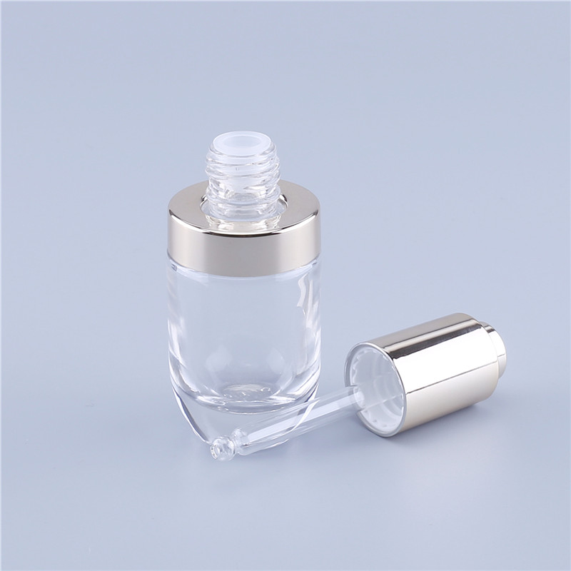 Unique Clear Perfume Serum Round 1 oz 30 ml Transparent Glass Dropper Bottle for Essential Oil In Stock