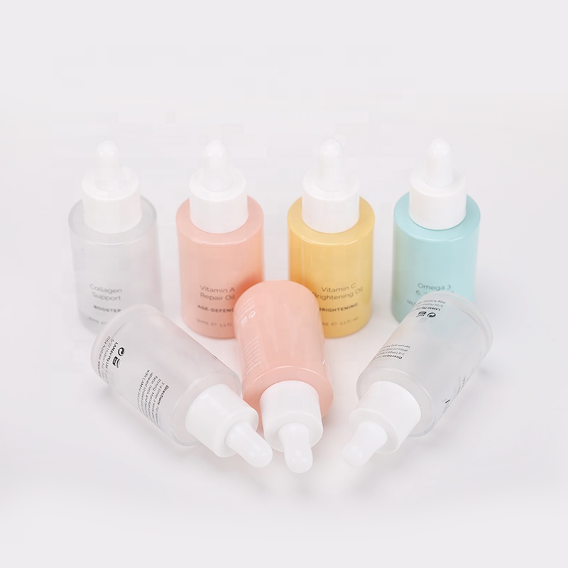 Unique Color Frosted Empty 1oz 30ml Round Cylinder Glass Essential Oil Dropper Bottle