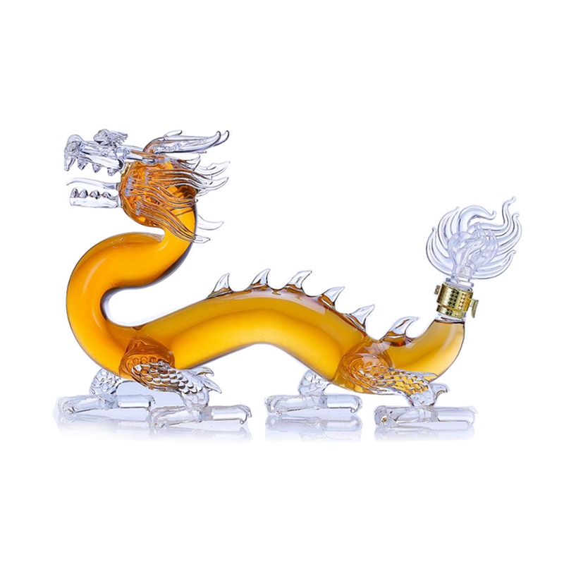 Unique Custom Empty 750ml Glass Dragon Shaped Liquor Handmade  Animal Bottle