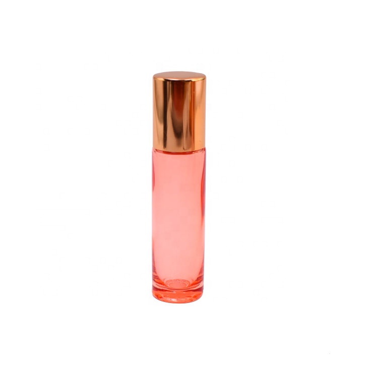 Unique Customized Beautiful 10ml Essential Oil Container Rose Gold Roll On Glass Bottle With Lid
