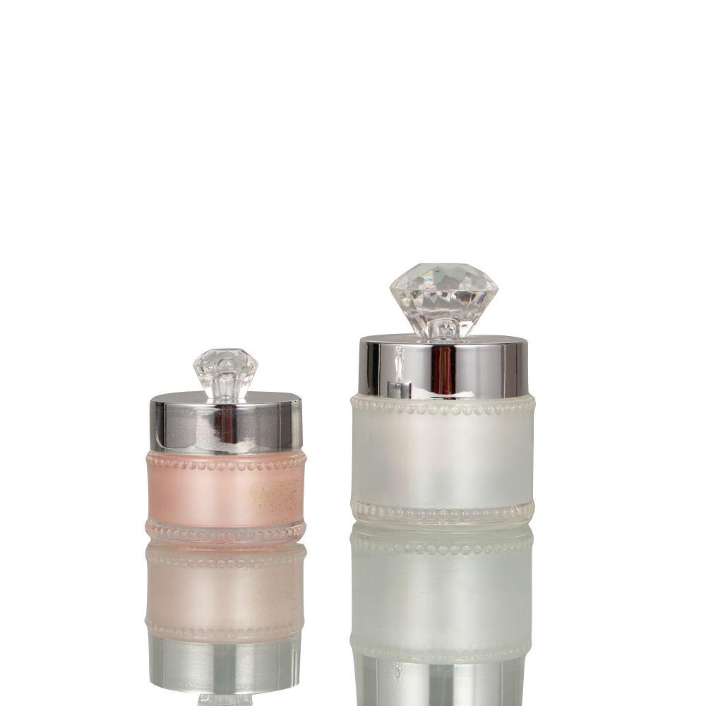 Unique Delicate PS Plastic Cosmetic Container Cream Jar with Diamonds Lid