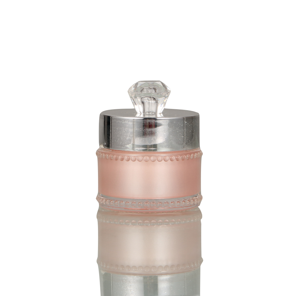 Unique Delicate PS Plastic Cosmetic Container Cream Jar with Diamonds Lid
