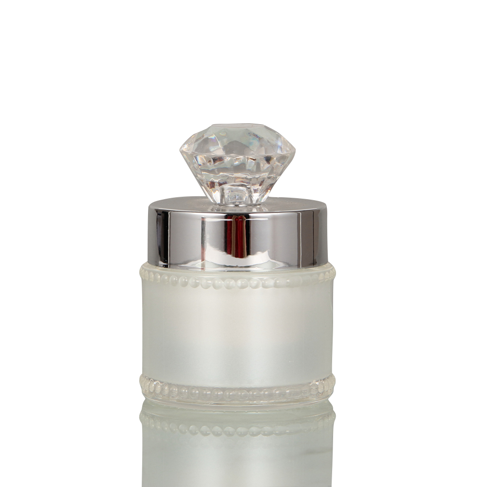 Unique Delicate PS Plastic Cosmetic Container Cream Jar with Diamonds Lid