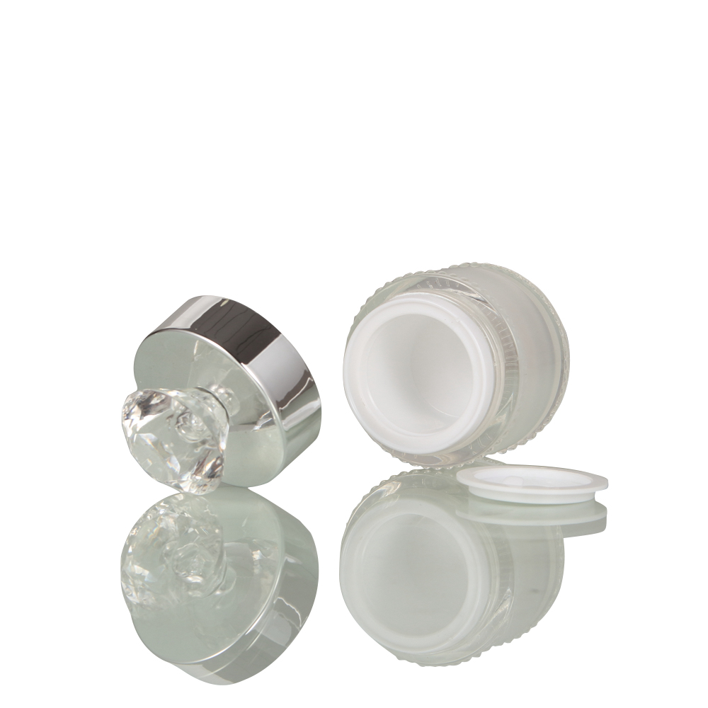 Unique Delicate PS Plastic Cosmetic Container Cream Jar with Diamonds Lid