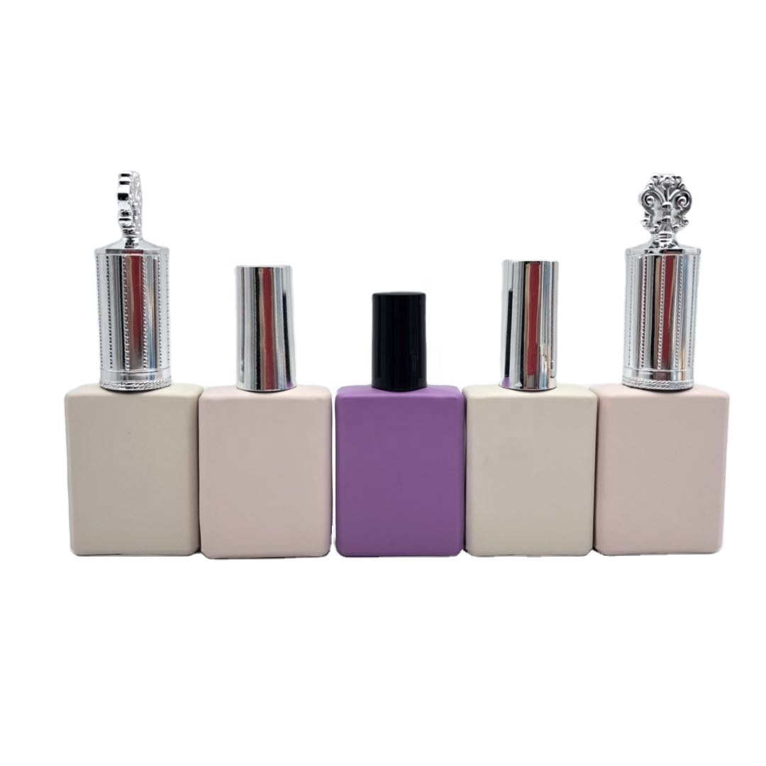 Unique Design Colorful Square Matt Nail Polish Oil  Bottle 15 ml Cosmetic Packaging