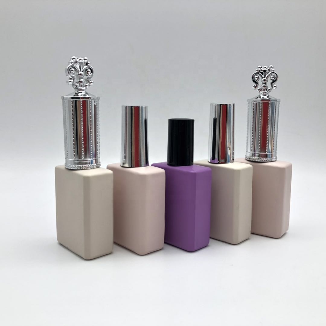 Unique Design Colorful Square Matt Nail Polish Oil Bottle 15 ml Cosmetic Packaging