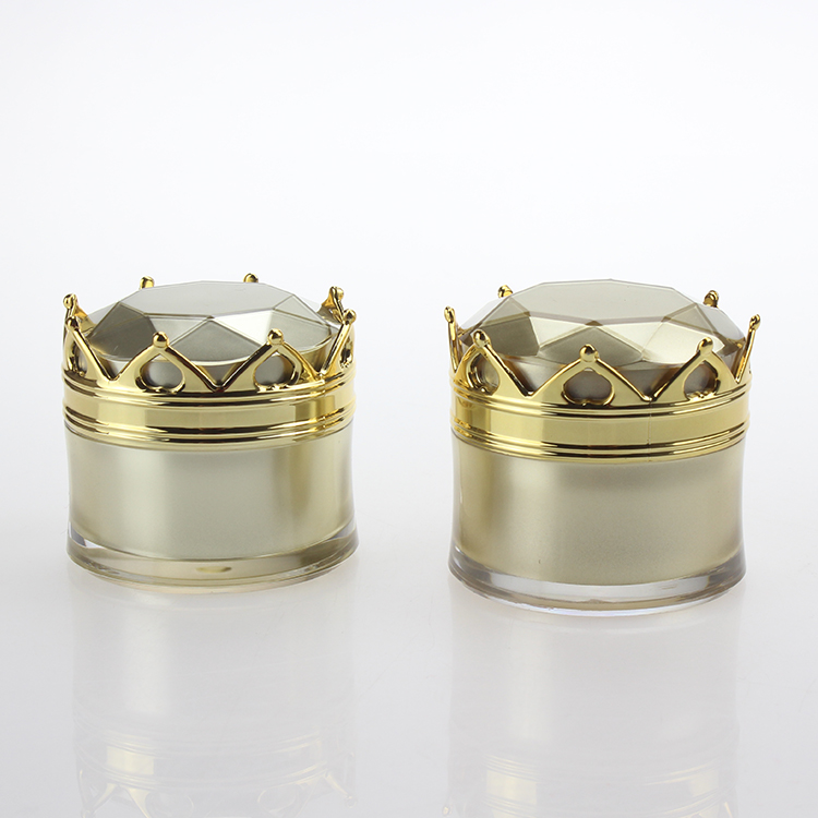 Unique Design Cosmetic Container Cream Jar,Mini 5g 10g Gold Empty Crown Shape Acrylic Jar