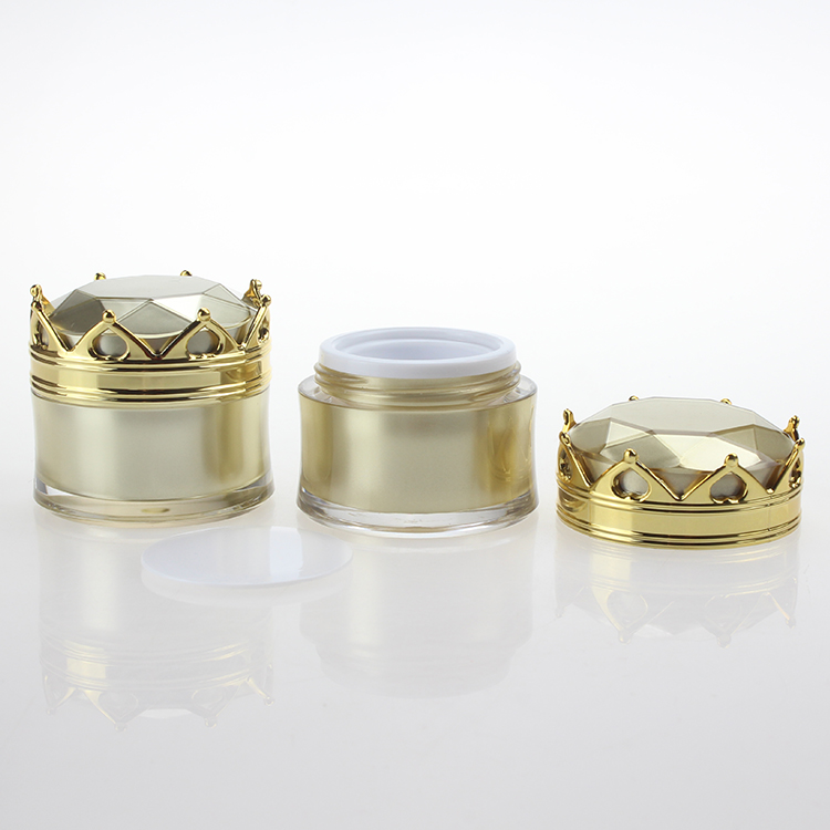 Unique Design Cosmetic Container Cream Jar,Mini 5g 10g Gold Empty Crown Shape Acrylic Jar