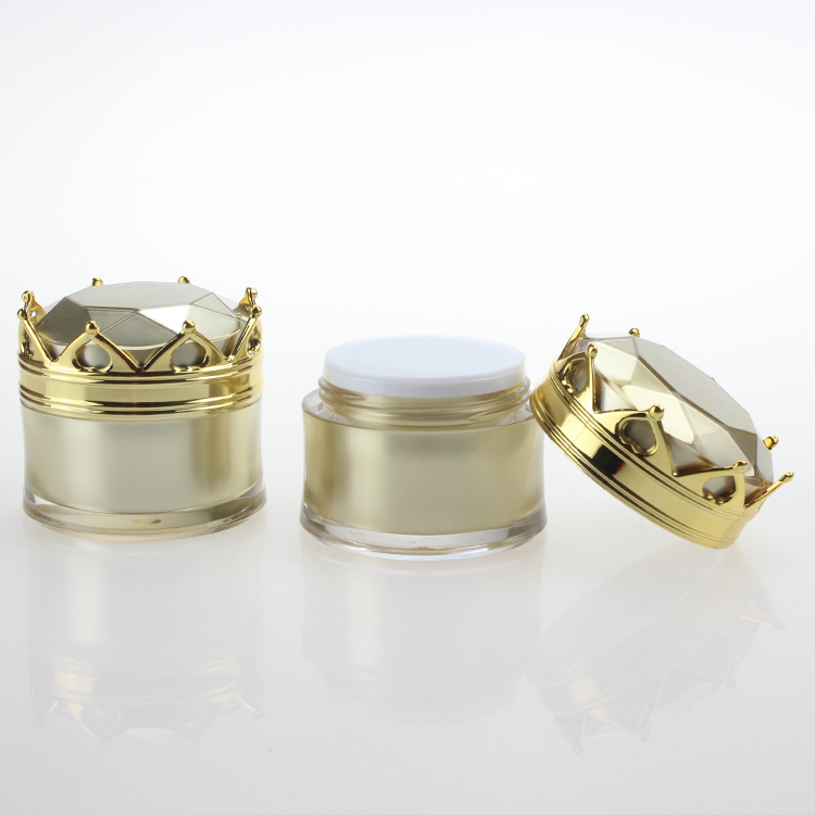 Unique Design Cosmetic Container Cream Jar,Mini 5g 10g Gold Empty Crown Shape Acrylic Jar
