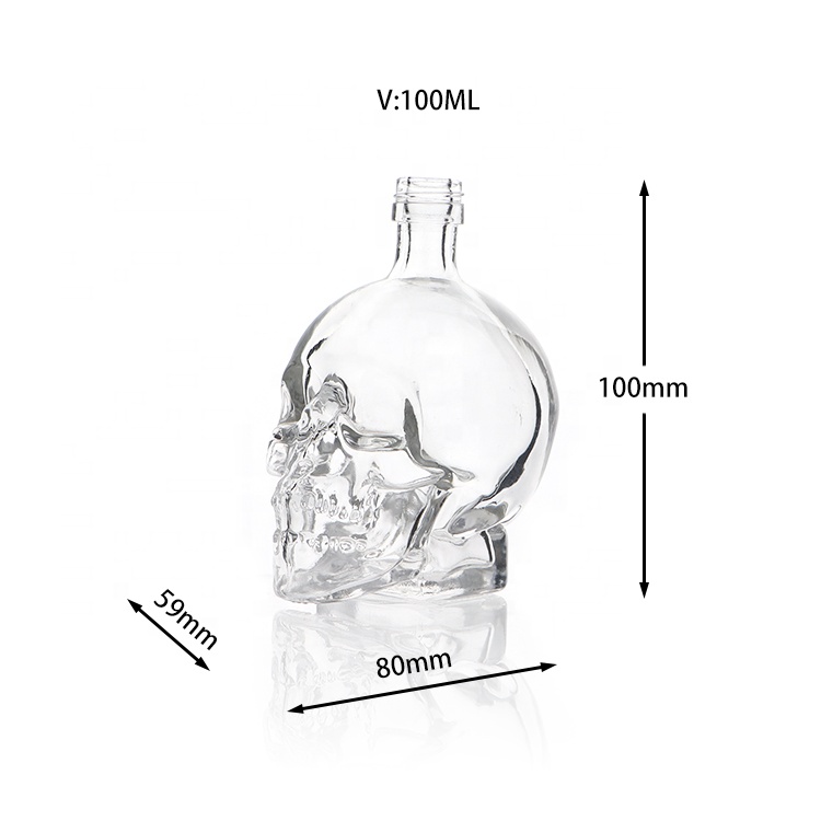 Unique Design Empty 15ml 30ml 100ml Skull Glass Perfume Diffuser Bottle With Spray Cap