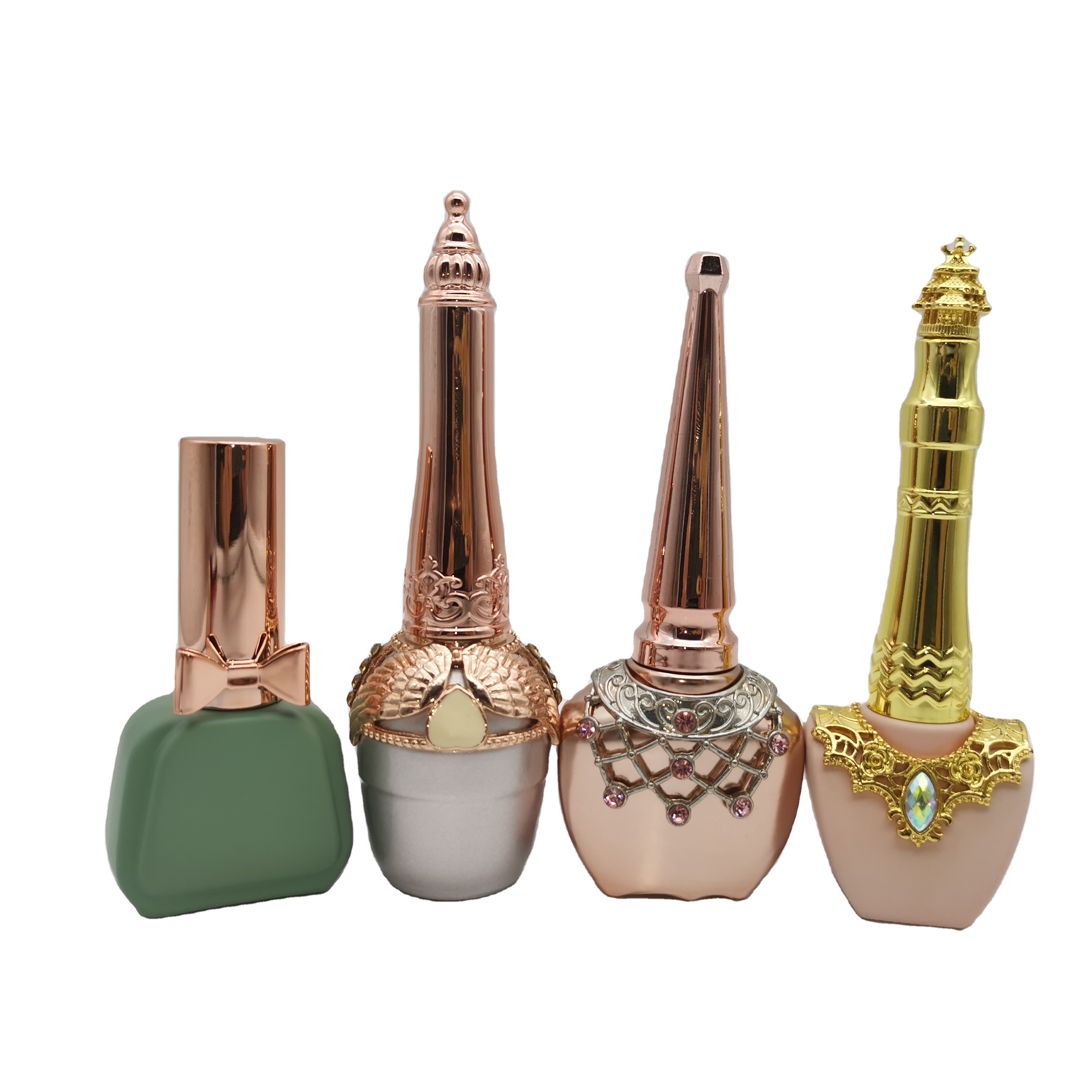 Unique Design your own nail gel empty glass polish rhinestone bottles rhinestone