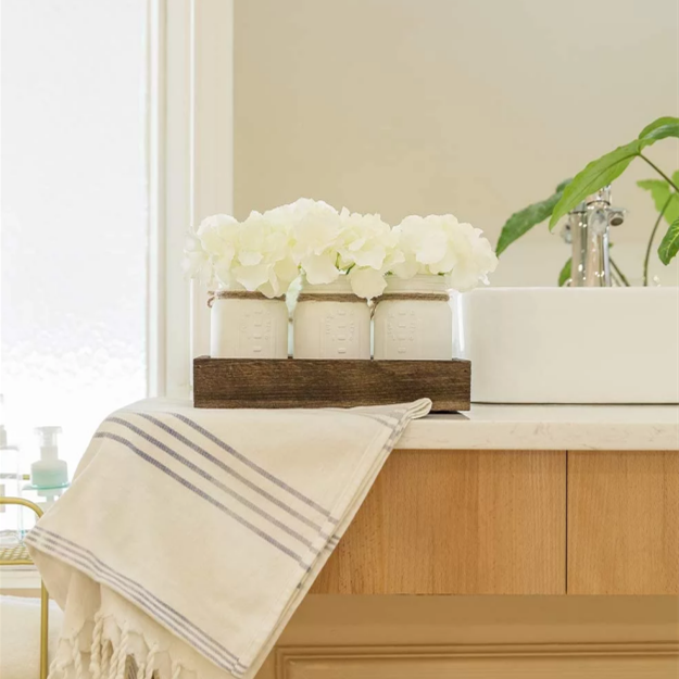 Unique Designed Kitchen Table Decor for Dinner Room Tableware Jars 3 Mason Jars Wooden Tray