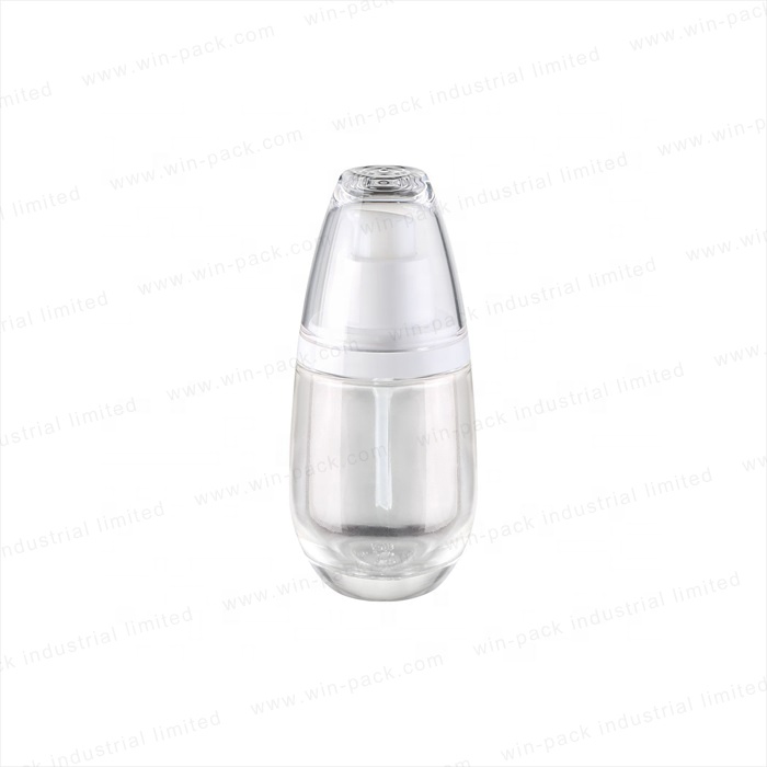 Unique Drop Shape Wholesale white Lid 40ml 60ml Small Empty Cosmetic Packaging Pump solid white Glass Bottle for Lotion