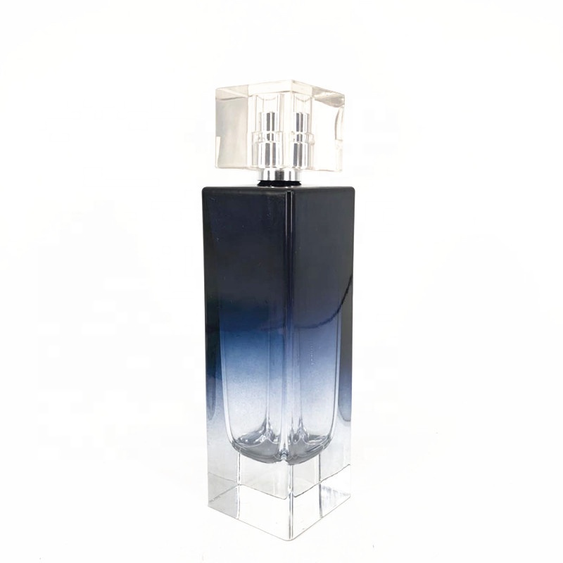 Unique French Bulk Elegant Colorful Crimp Black 100ml Spray Perfume Gradient Glass Bottle