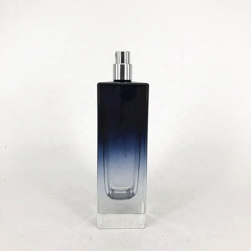 Unique French Bulk Elegant Colorful Crimp Black 100ml Spray Perfume Gradient Glass Bottle