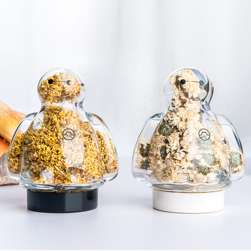 Unique Product Newly Issued Baymax Shaped High Borosilicate Glass Sealed Cans Glass Storage Jar