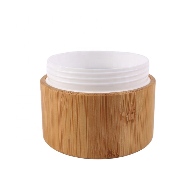 Unique White / Bamboo Colored Cosmetic Packaging Acrylic Cream Jar