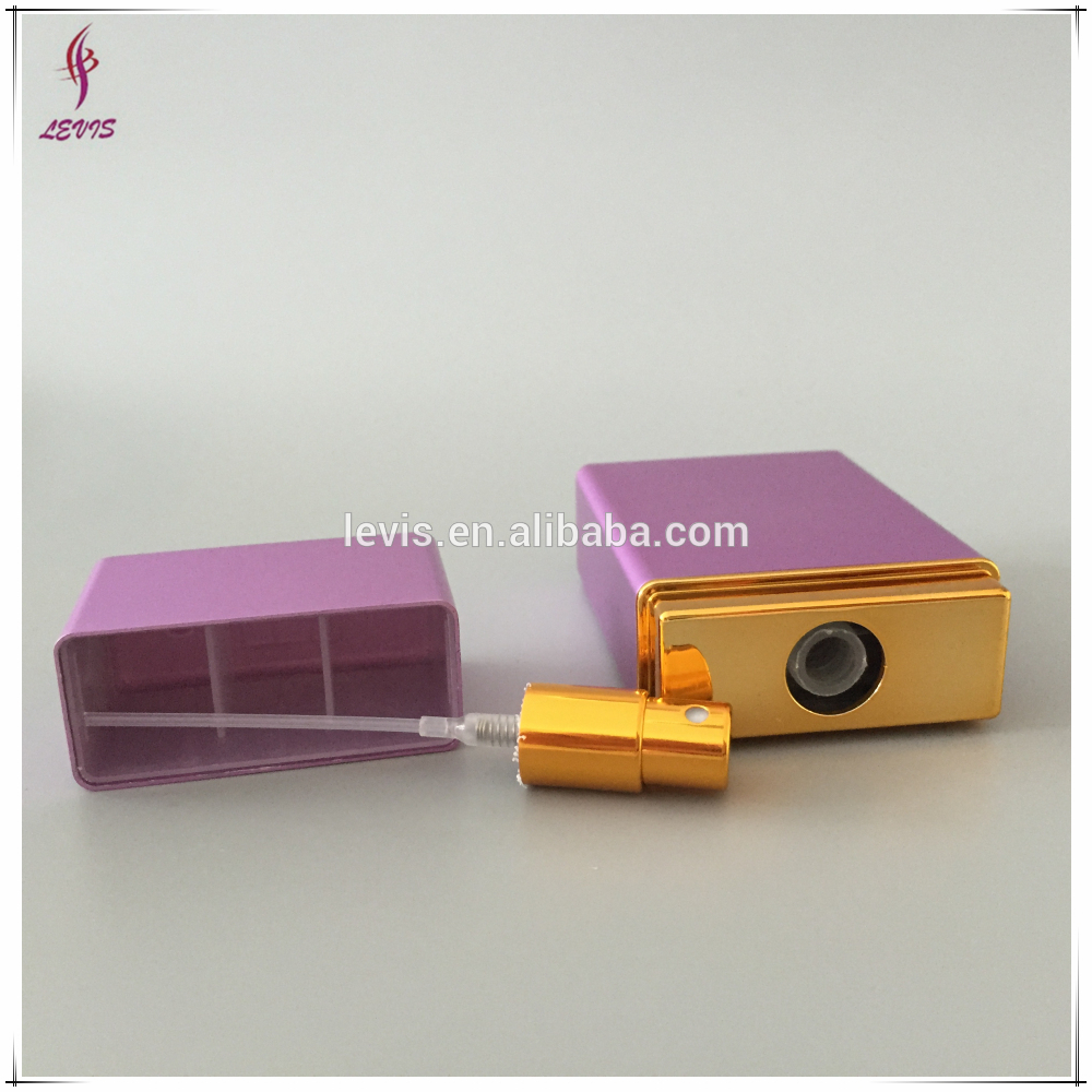 Unique aluminum and plastic flat perfume bottles 50ml with atomizer