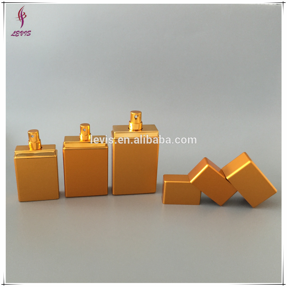 Unique aluminum and plastic flat perfume bottles 50ml with atomizer