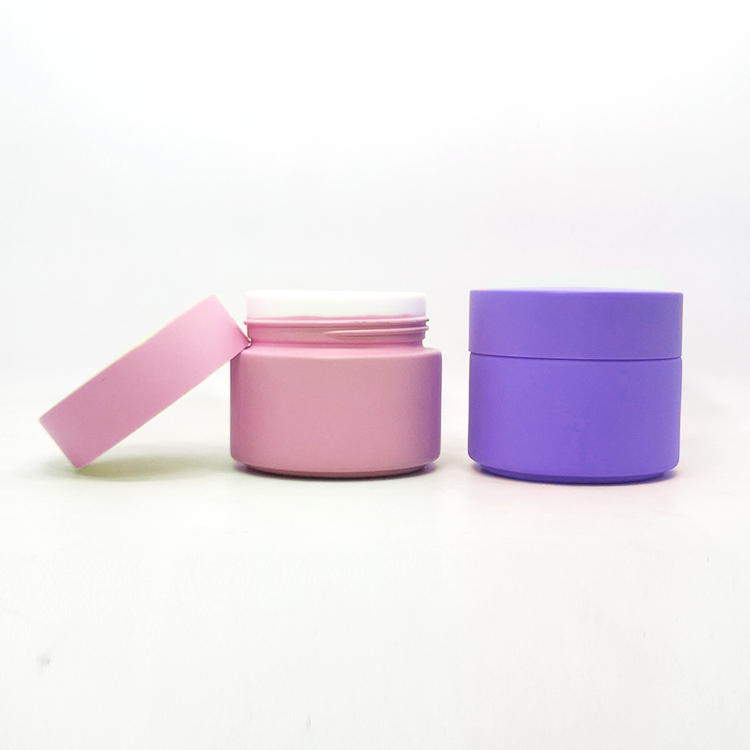 Unique cosmetic ceramic packaging 50g pink frosted creative skincare opal whtie glass jar