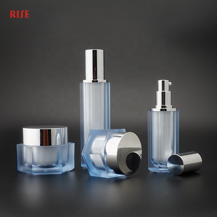 Unique cosmetic hexagon acrylic cream jar packaging wholesale for cosmetic