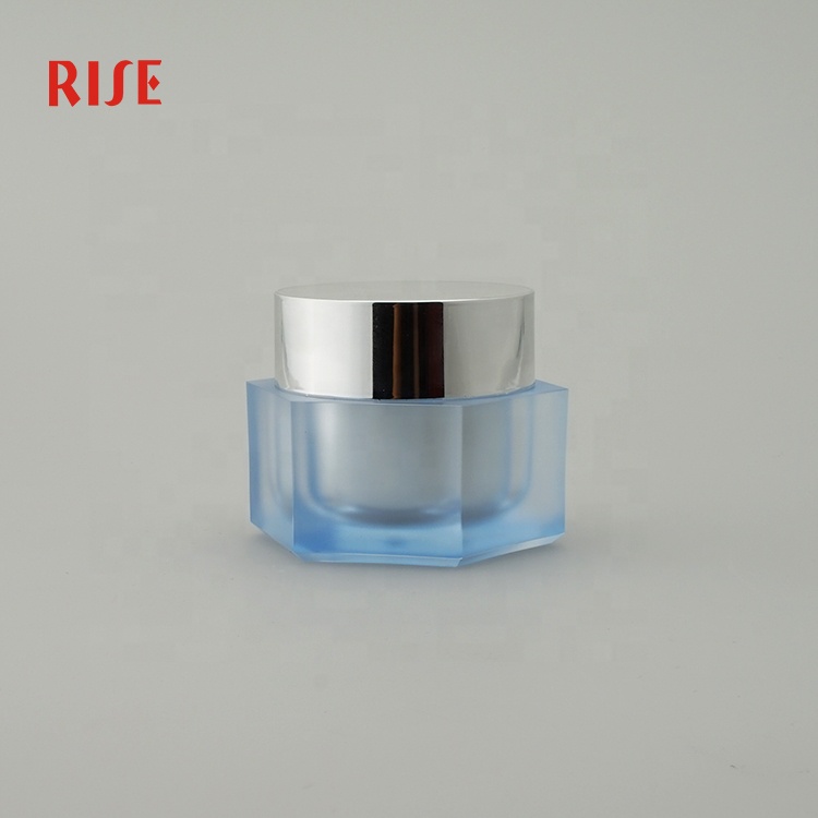 Unique cosmetic hexagon acrylic cream jar packaging wholesale for cosmetic